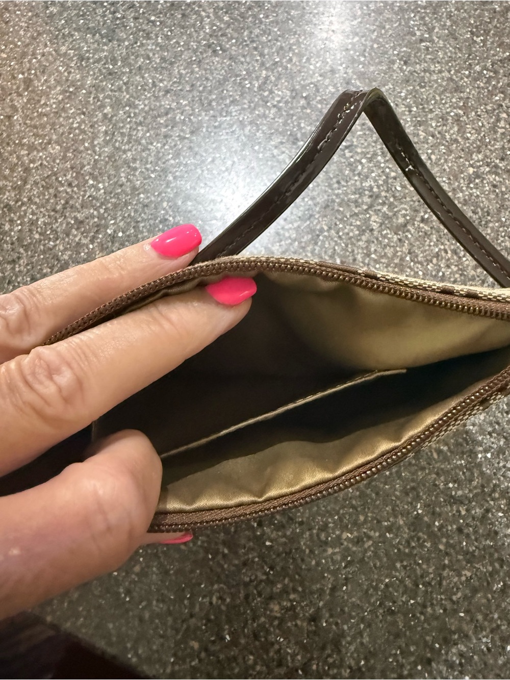 COACH Signature Monogram Brown Wristlet - Picture 3 of 6